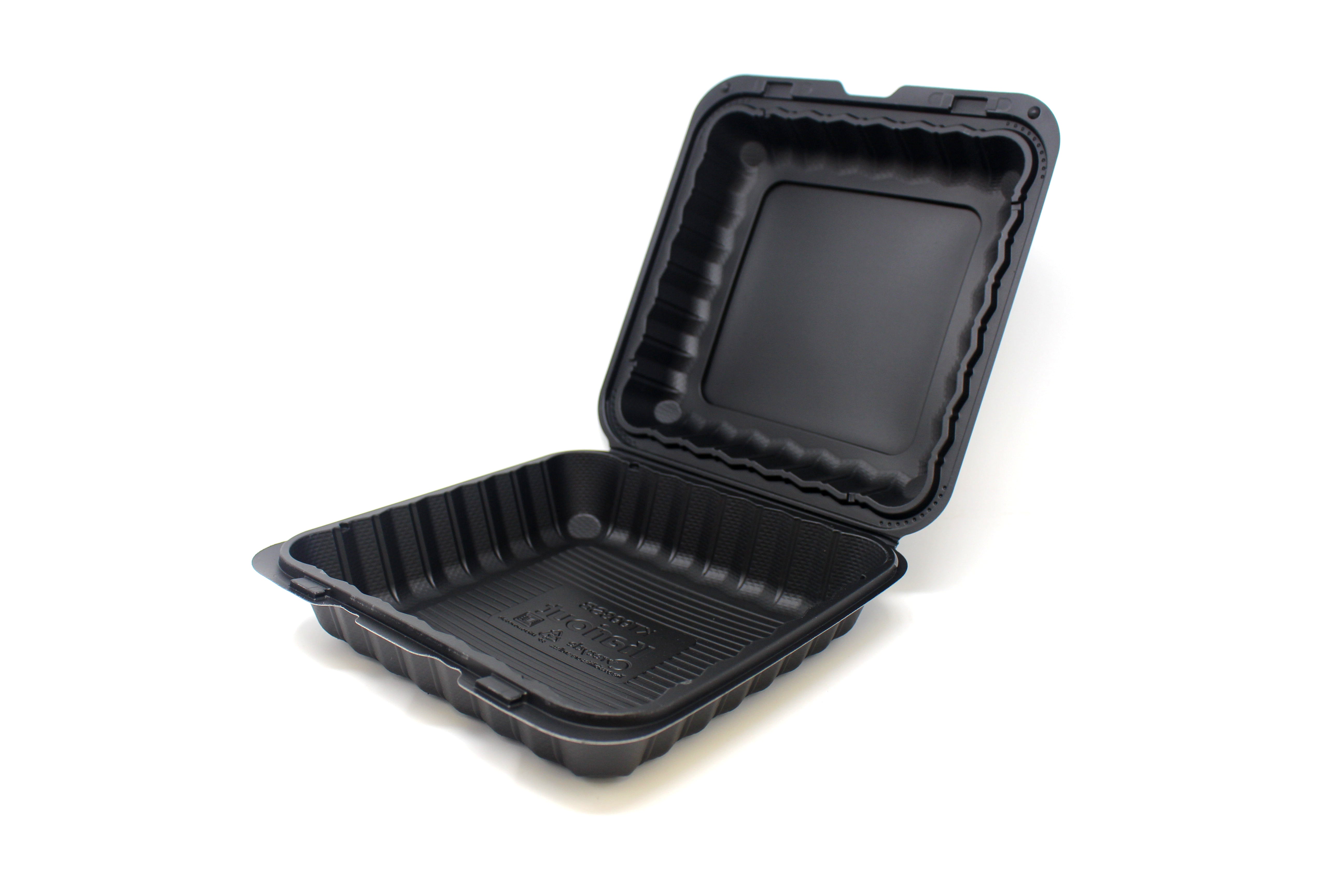 Square Container Base & Lid 3-Compartments Black Ctn/150 Sets